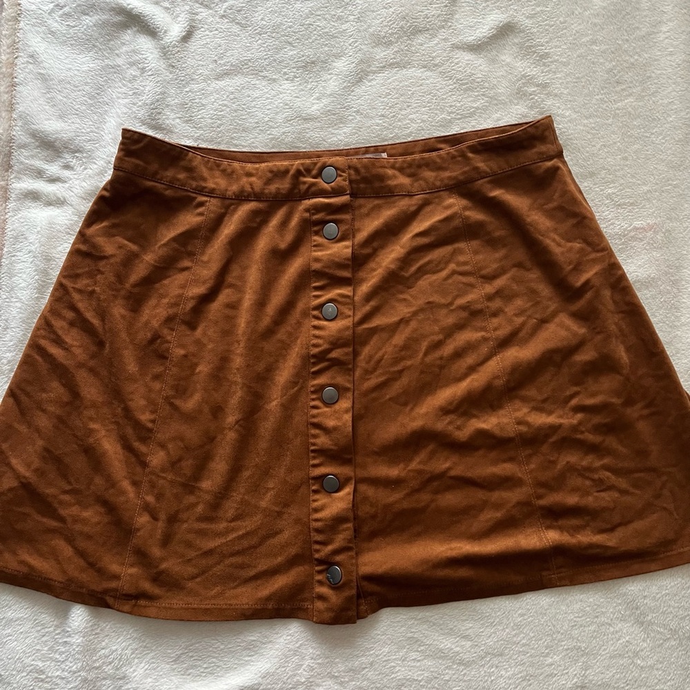Forever 21 Faux Suede Button Down Skirt